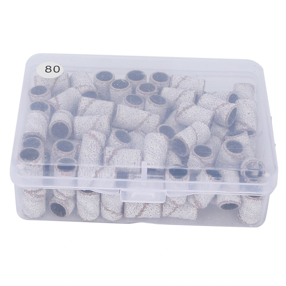 100pcs Nail Art Sanding Bands Professional Manicure Sanding Rings Nail Salon Tools White80#