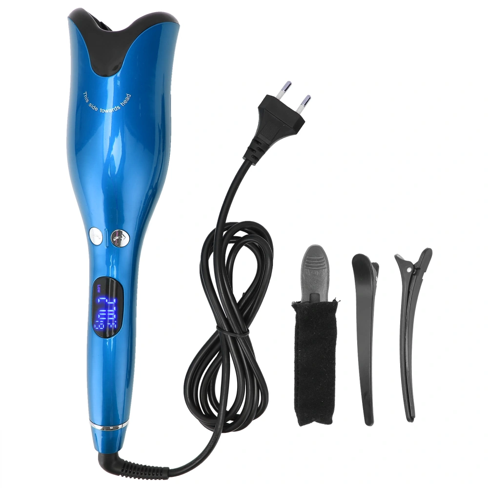 Automatic Curling Iron Wand LED Temperature Display Timer Blue Curling Iron 110‑240VEU Plug