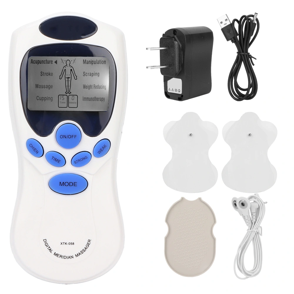 Tens Muscle Stimulator Portable LCD Electronic Pulse Massager EMS Machine with 2 PadsUS Plug 100-240V