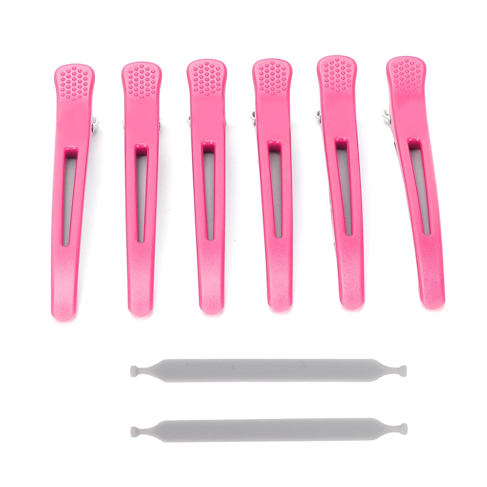 6Pcs Professional Hair Clips NonSlip Dividing Duckbill Hair Clips for Hair Cutting Styling(Rose Red )