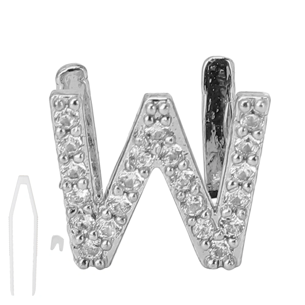 Single Hip Hop Teeth Initial Letters Teeth Halloween Dentures Ornaments AccessoriesSilver W