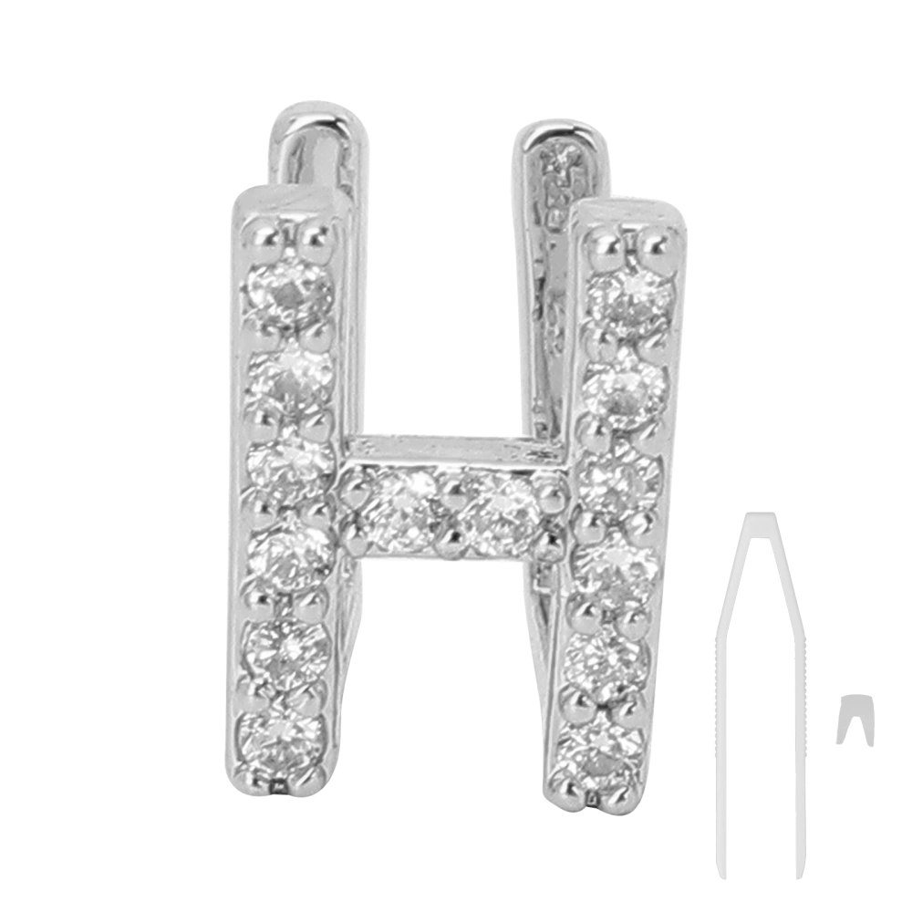 Single Tooth Brace Capital Letter H Hip Hop Teeth Decoration Halloween Tooth AccessoriesSilver