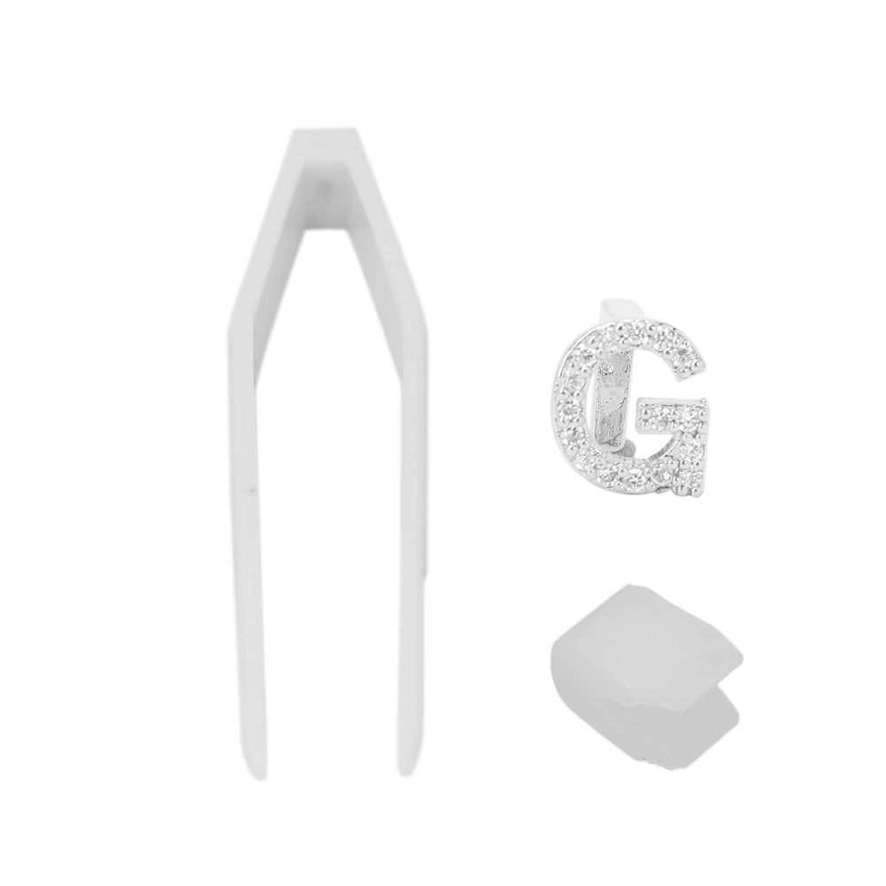 Plated English Letter G Teeth Brace Cosplay Festival Party Hip Hop Teeth DecorationSilver