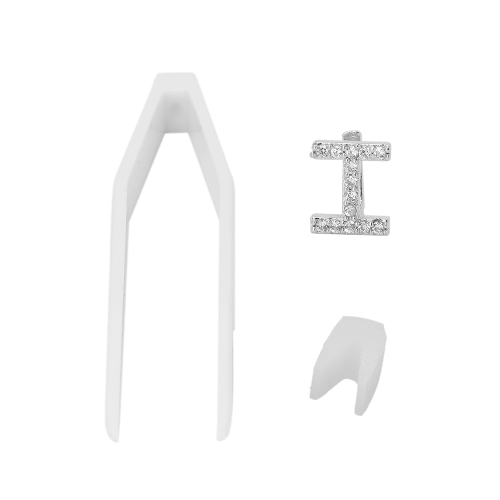 Single Hip Hop Teeth Initial I Letters Teeth Cosplay Dentures Ornaments for HalloweenSilver