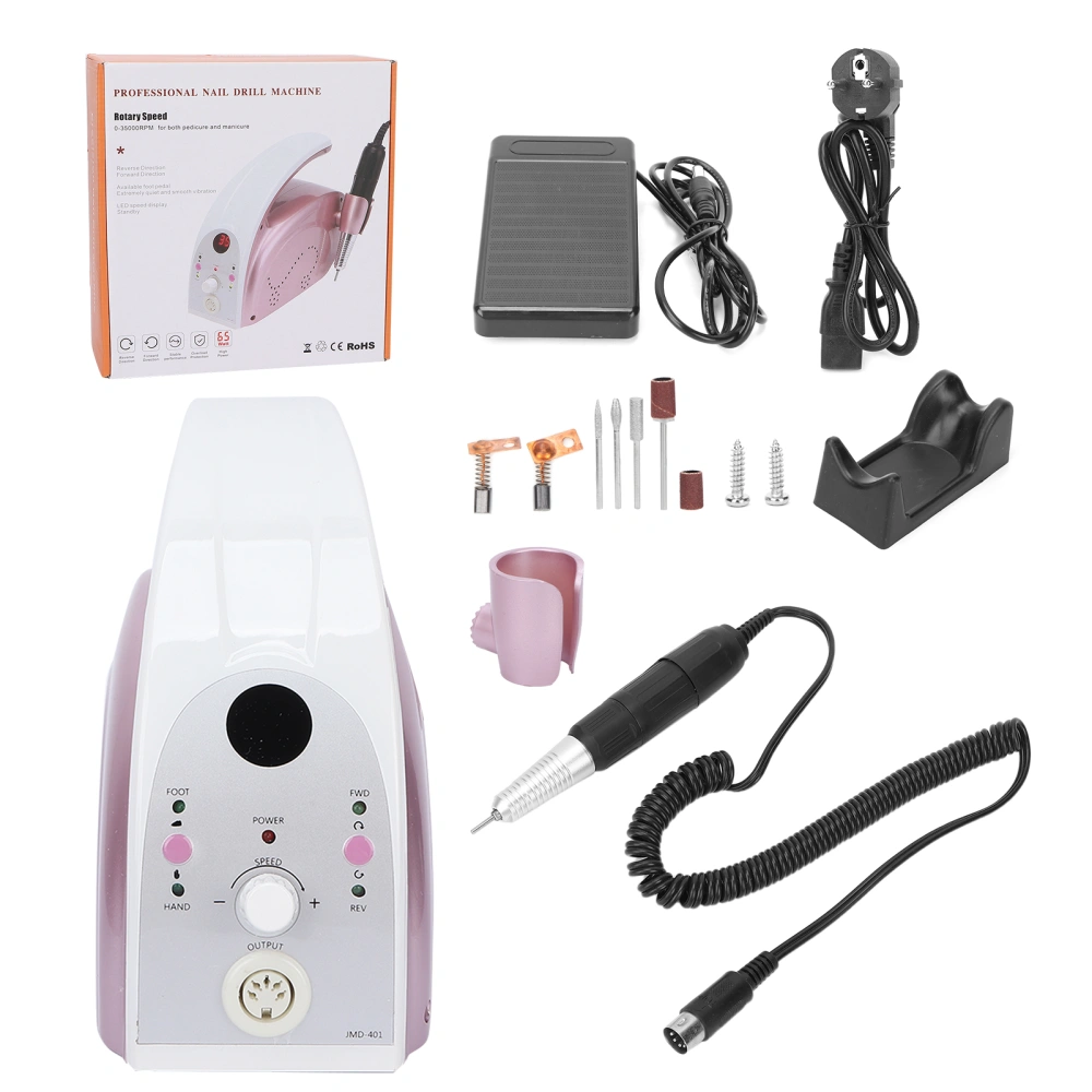 35000RPM Nail Drill Machine Foot Pedal Electric Manicure File Tools for Nail Beauty SalonEU Plug 220V