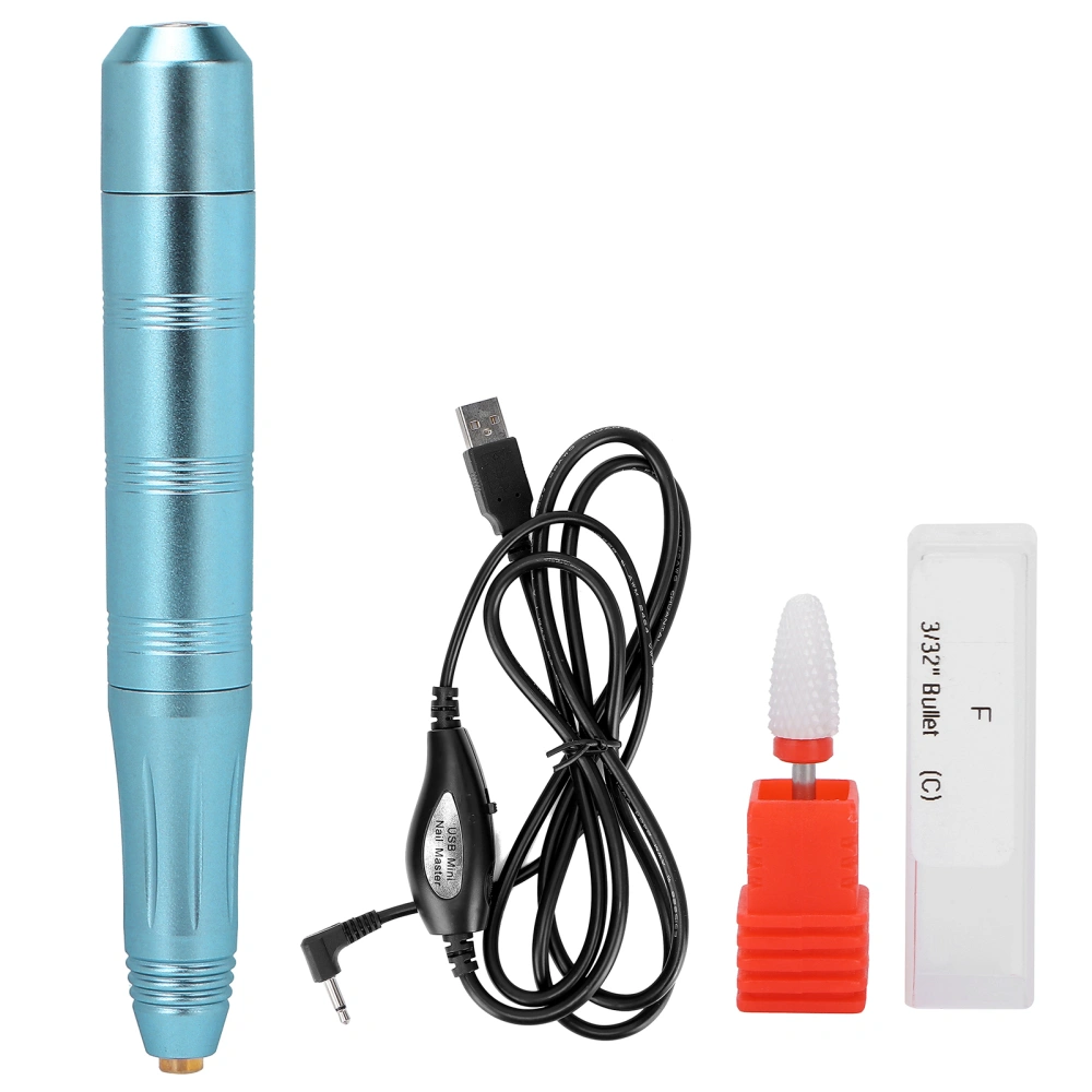 Electric Nail Drill Machine Rechargeable Pedicure Drill Device Portable Manicure Grinder ToolsLight Blue