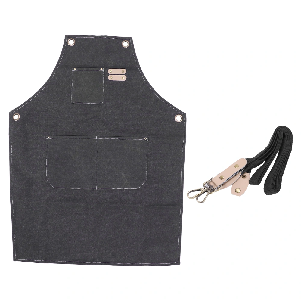 Cotton Canvas Apron Adjustable Cross Back Apron Kitchen Cooking Apron with PocketsGray