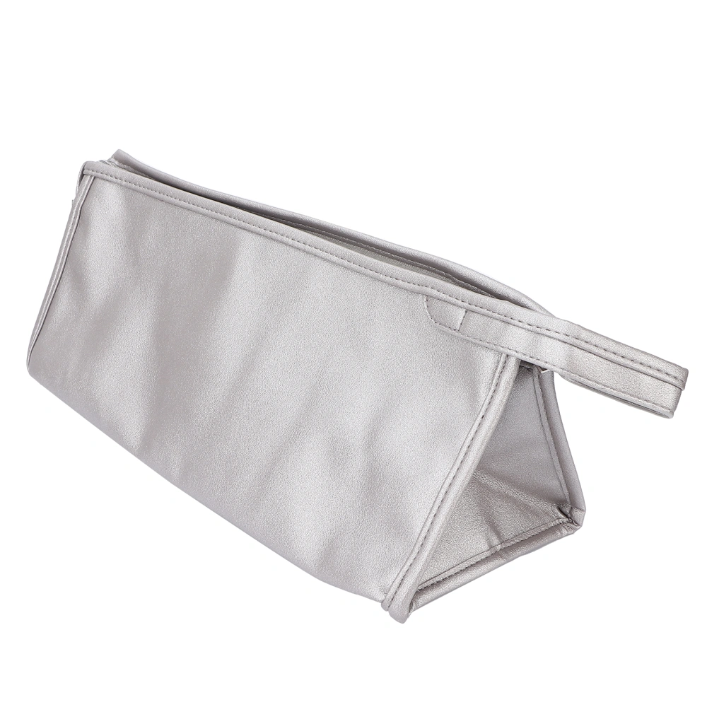 Hair Dryer Storage Bag PU Leather Waterproof Dustproof Carry Bag with Hanging HookSilver