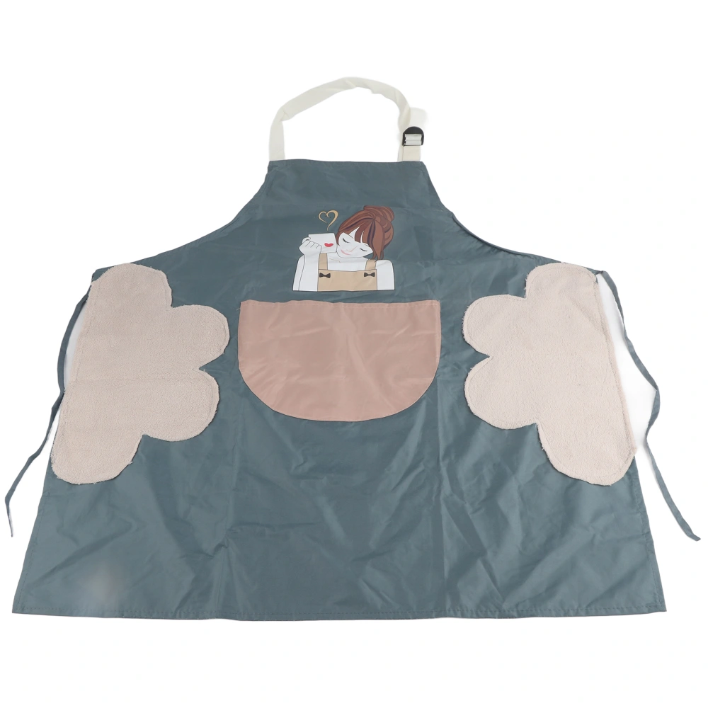 Beauty Girl Pattern Cosmetics Apron Waterproof Baking BBQ Cooking Apron with PocketGray