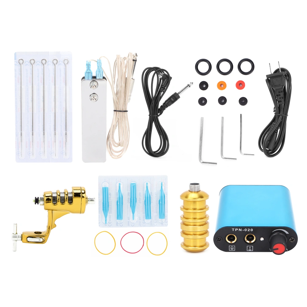 Tattoo Machine Kit Tattoo Needle Power Supply Foot Pedal Clip Cord Accessory Kit (90-265V)US Plug