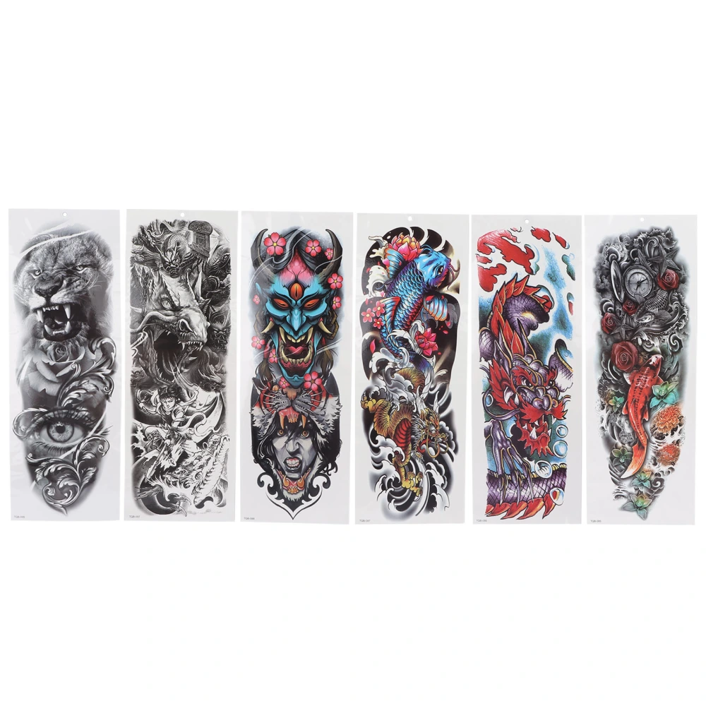 Personalized Tattoo Sticker Full Sleeve Tiger Tattoo Sticker Temporary Tattoo Sticker 6pcs/Set