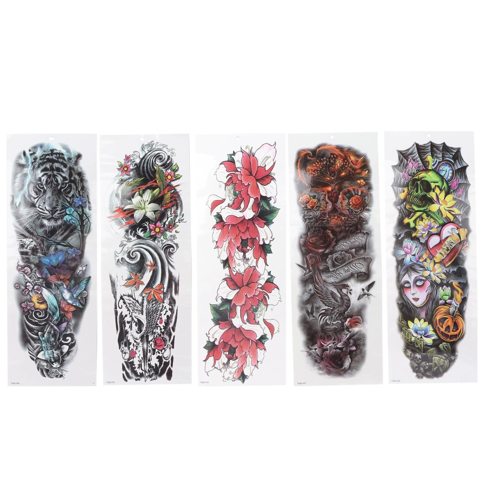 5 Sheet Unique Pattern Waterproof Arm Tattoo Sticker Temporary Full Arm Tattoo Sticker