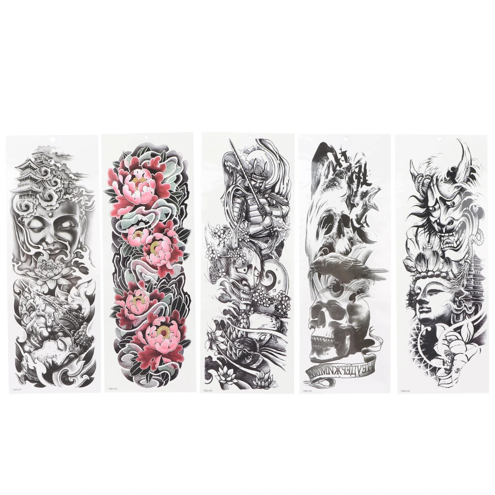 5pcs Full Arm Temporary Tattoos Art Stickers Watrproof Removable Fake Tattoo for Unisex