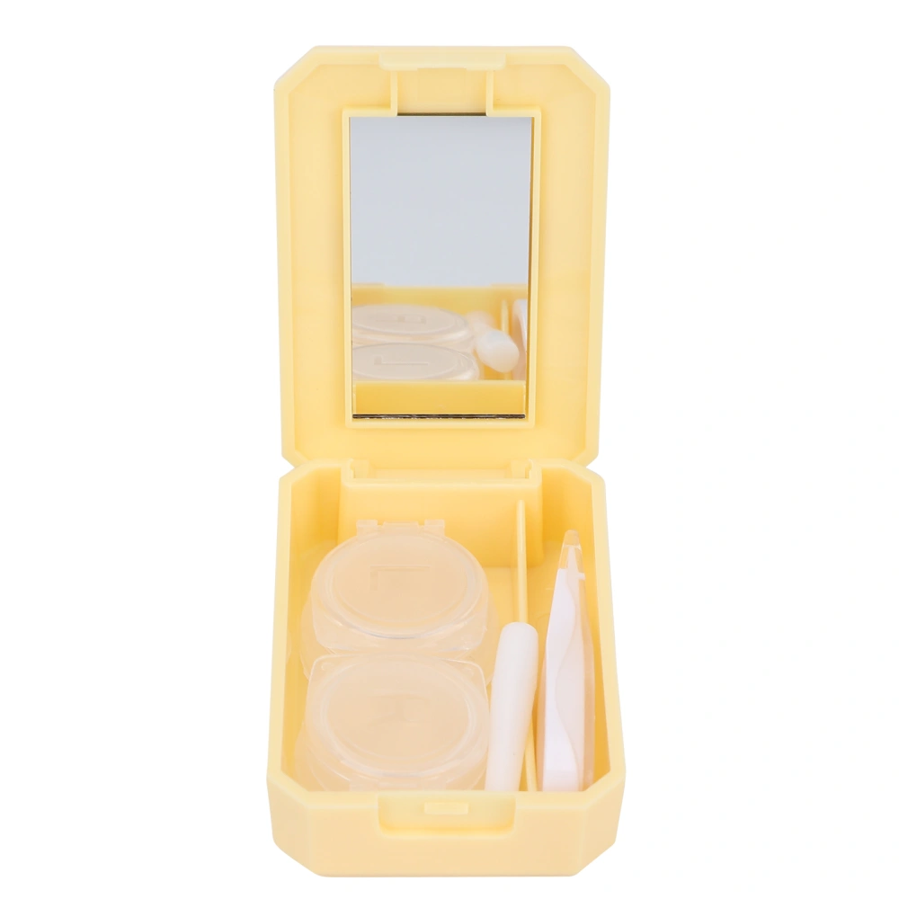 Contact Lens Box Kit Applicator Rod Tweezers Portable Contact Lens Case Holder Container (Yellow) 3#