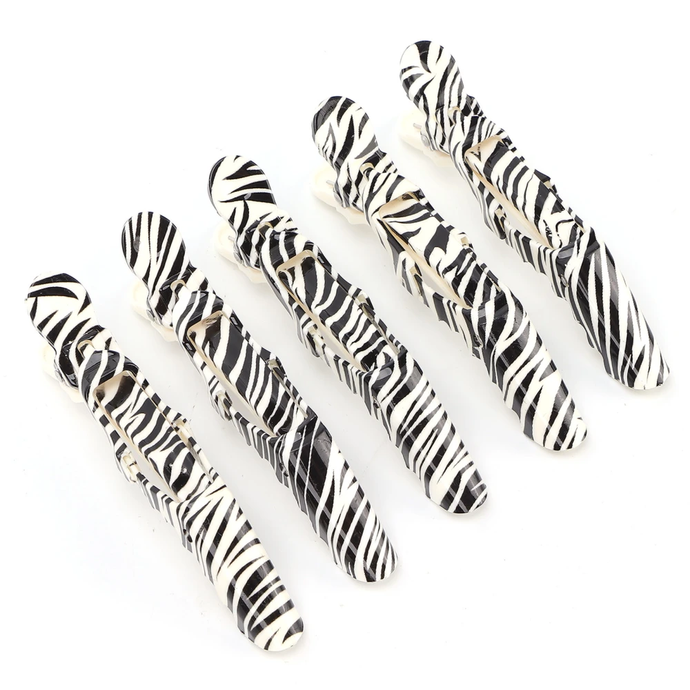 5Pcs Professional Styling Hair Clips Non‑Slip Plastic Hair Sectioning Clips Hair Salon ClipsZebra‑stripe