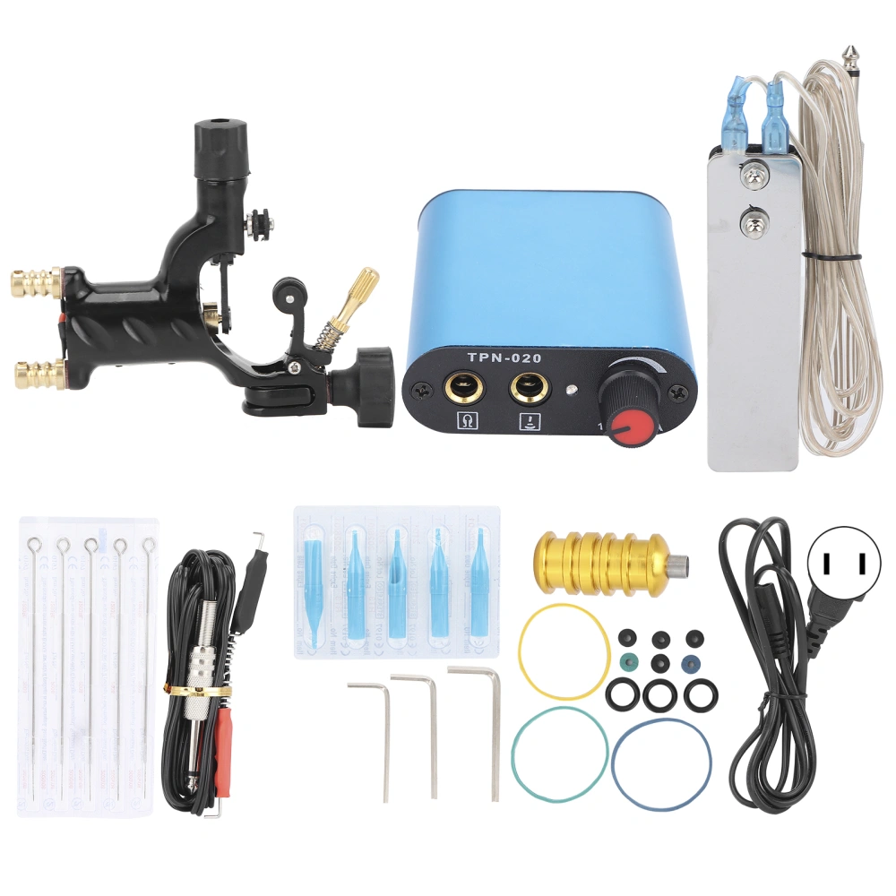 Tattoo Machine Kit Liner Shader Tattoo Power Supply Foot Pedal Complete Tattoo Tools 90‑265VUS Plug