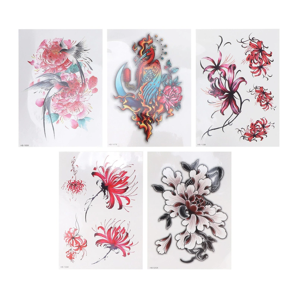 Women Flower Pattern Waterproof Tattoo Sticker Arm Back Exquisite Temporary Tattoo Sticker