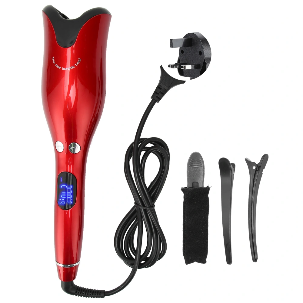 Automatic Hair Curler Tool Red Constant Temperature Professional Curling Iron Wand 110‑240VUK Plug