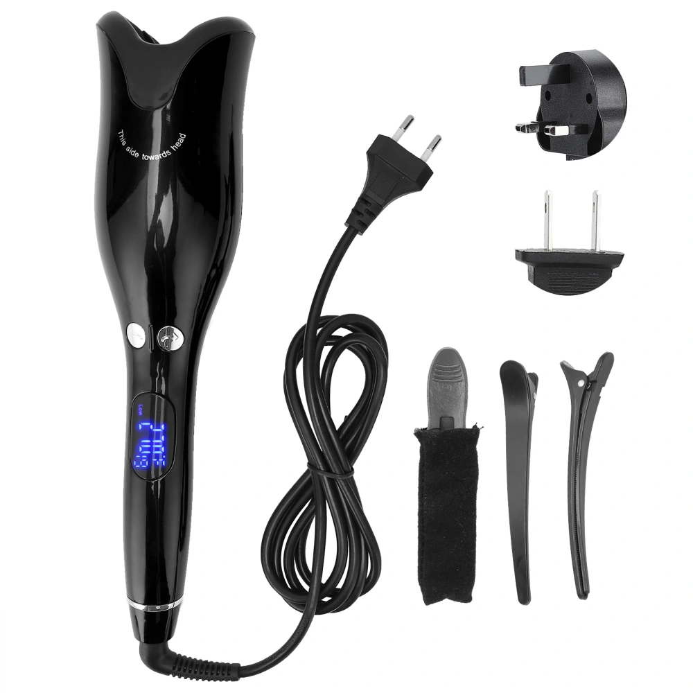 Automatic Hair Curler Tool Temperature Adjustable Professional Curling Iron Wand 110‑240V BlackEU Plug