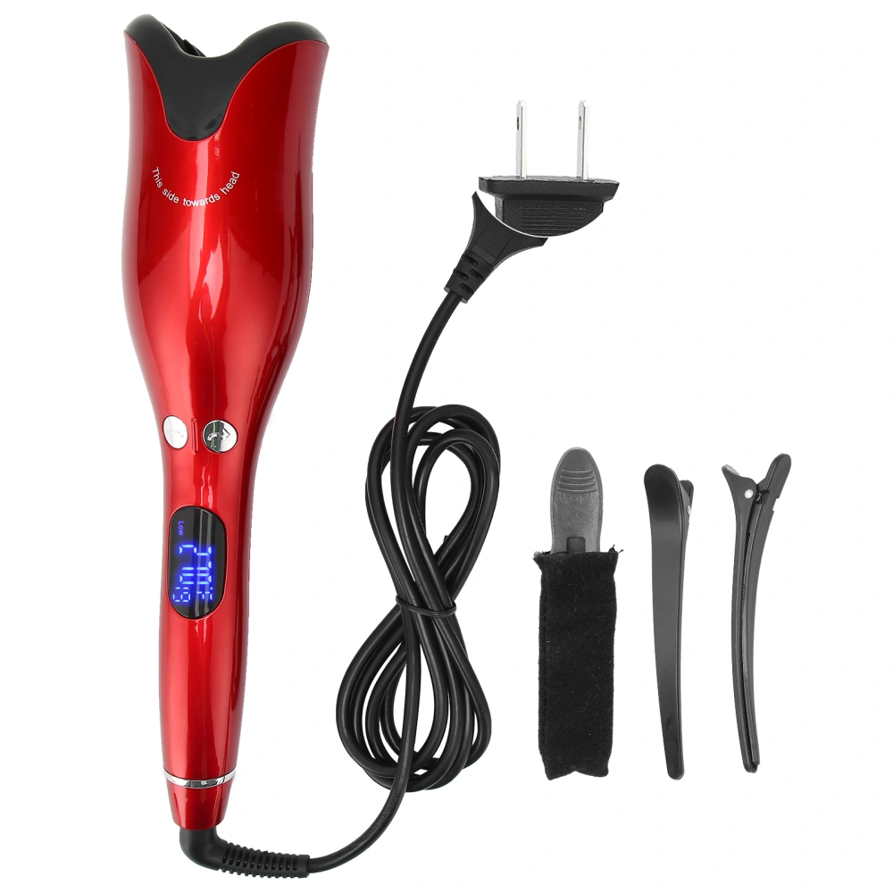 Automatic Hair Curler Tool Red Constant Temperature Professional Curling Iron Wand 110‑240VUS Plug