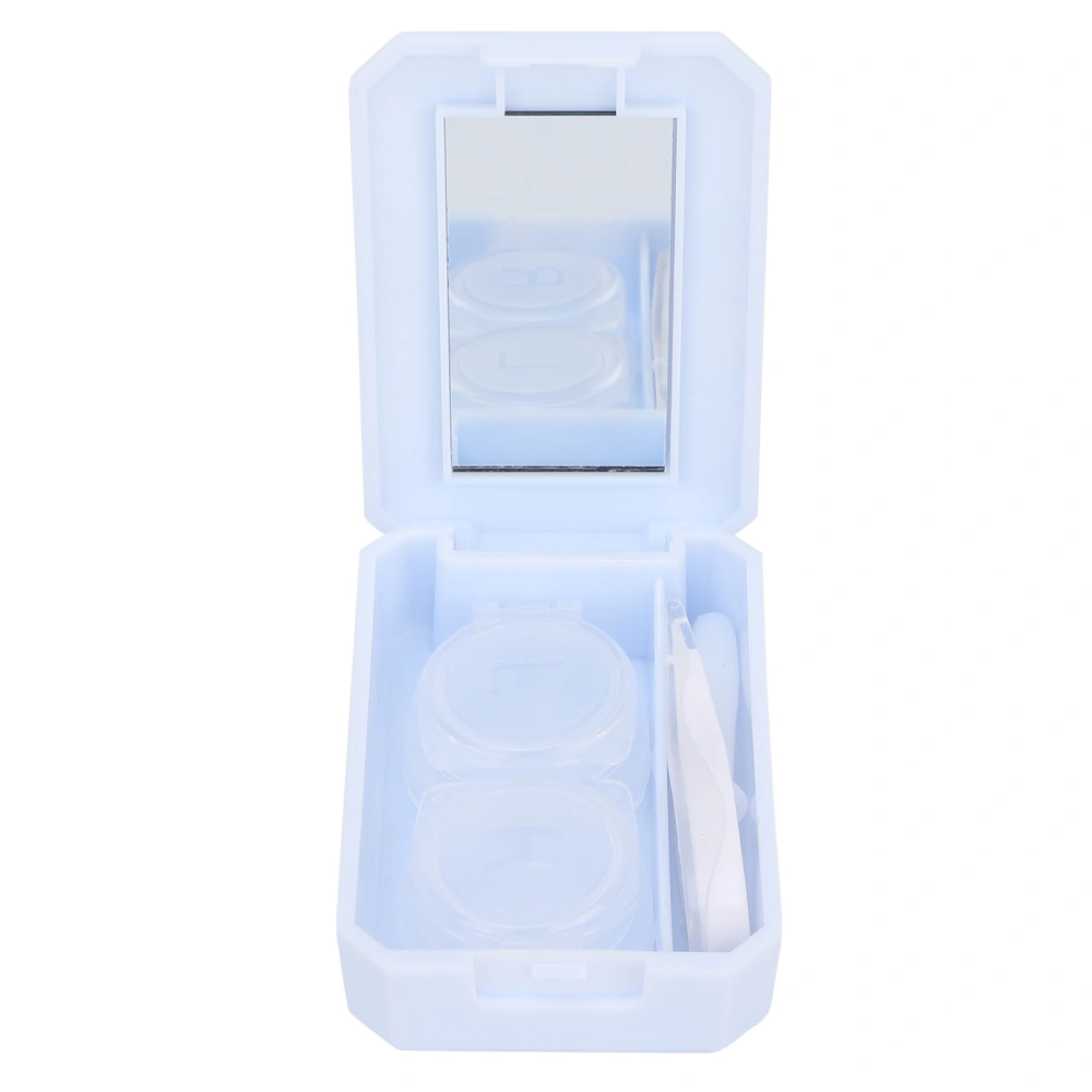 Contact Lens Box Contact Lens Soak Storage Container with Mirror Tweezer Stick Remover ToolBlue