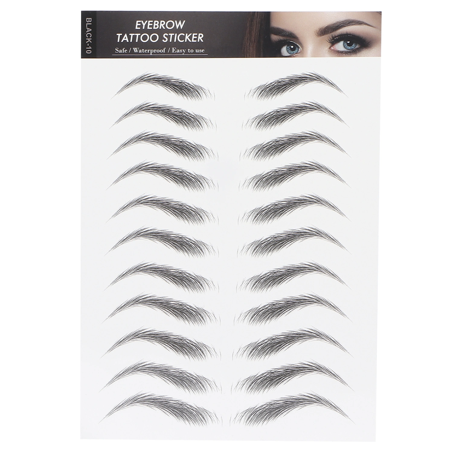 Long Lasting Eyebrow Transfers Sticker Household Portable Women Eyebrow Tattoo StickerBLACK‑10