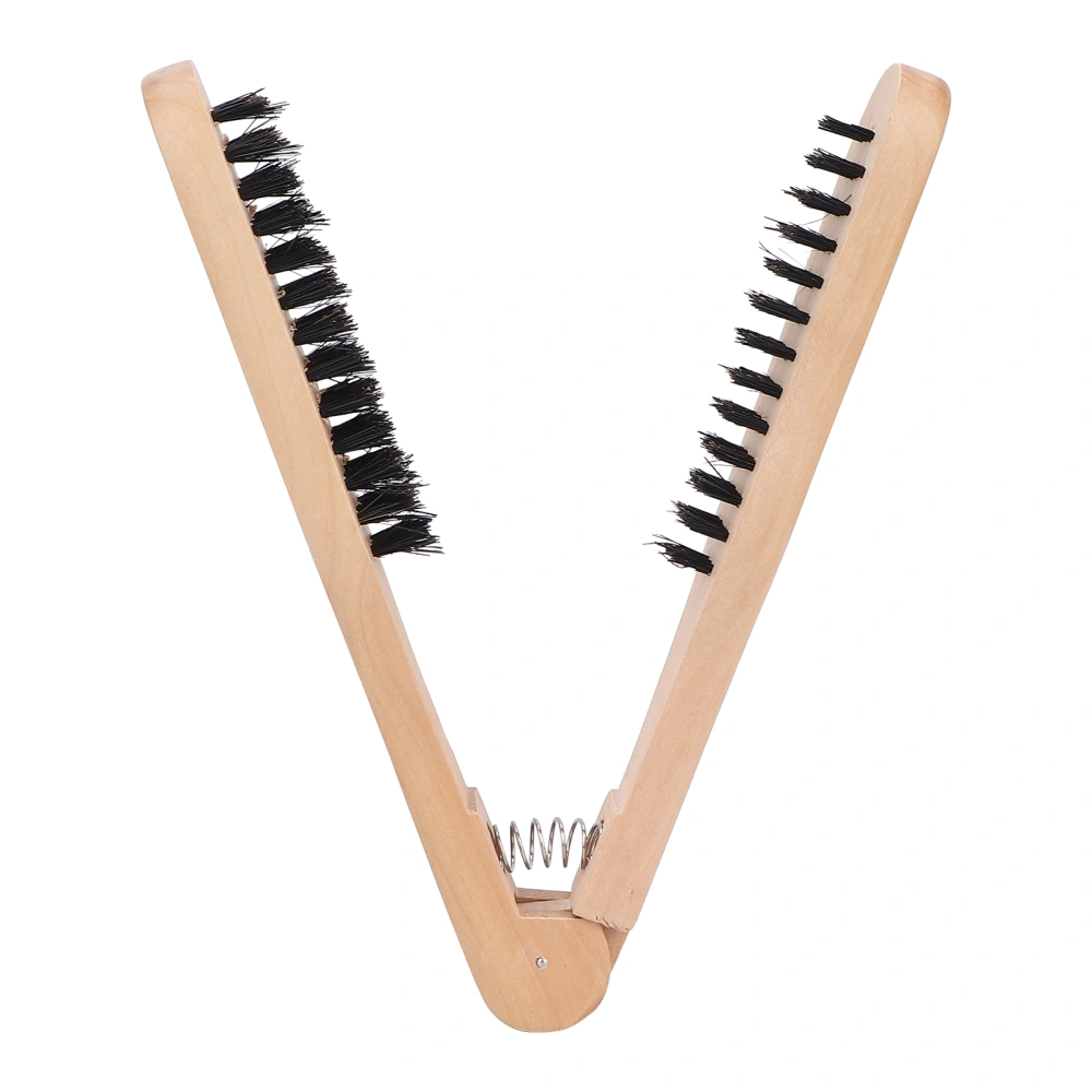 Hair Straightening Comb Double Side Brush HeatResistant AntiStatic Wooden Handle Clamp Hair Comb