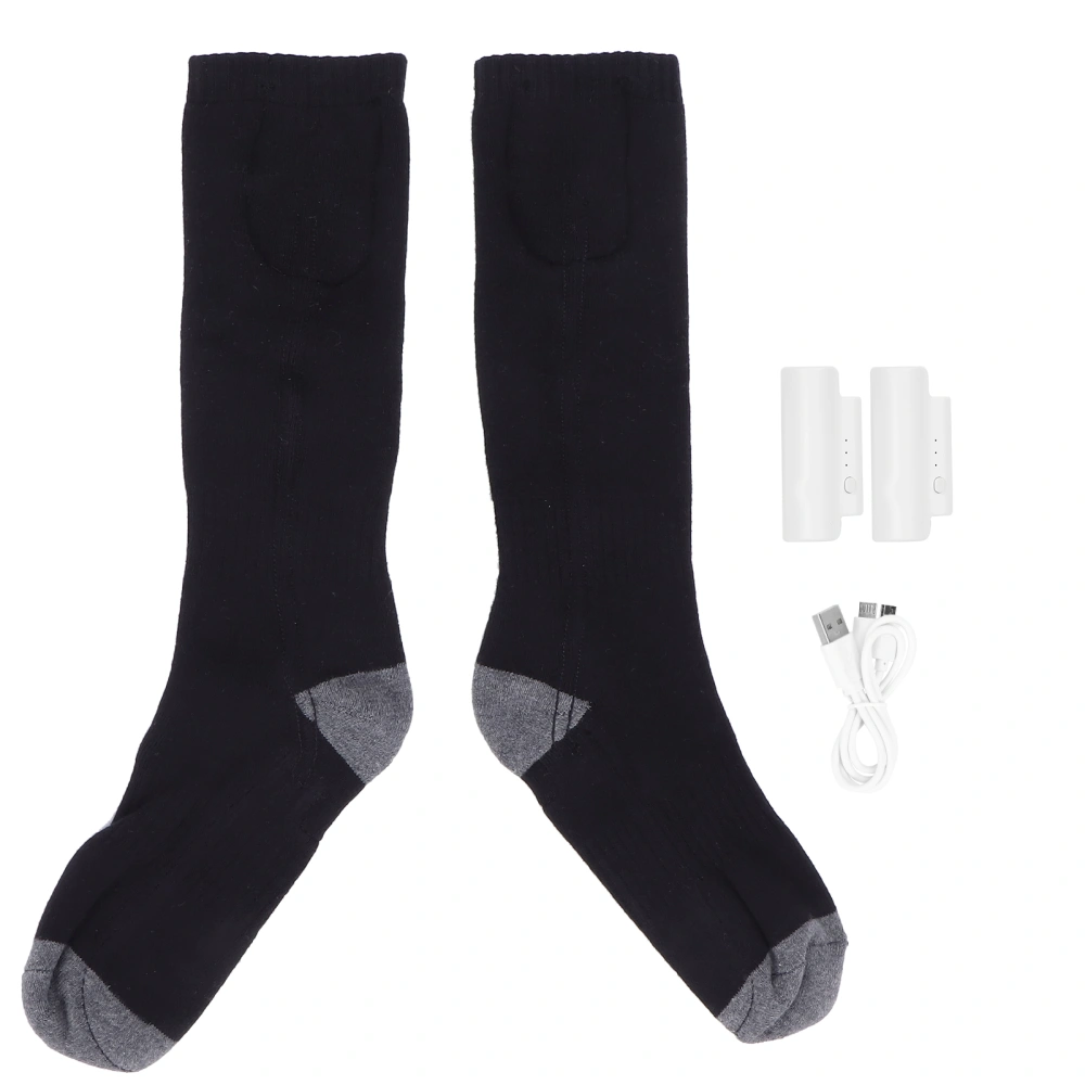 Winter Outdoor Sports Skiing Heated Socks Electric Smart Heating Cotton StockingsBlack