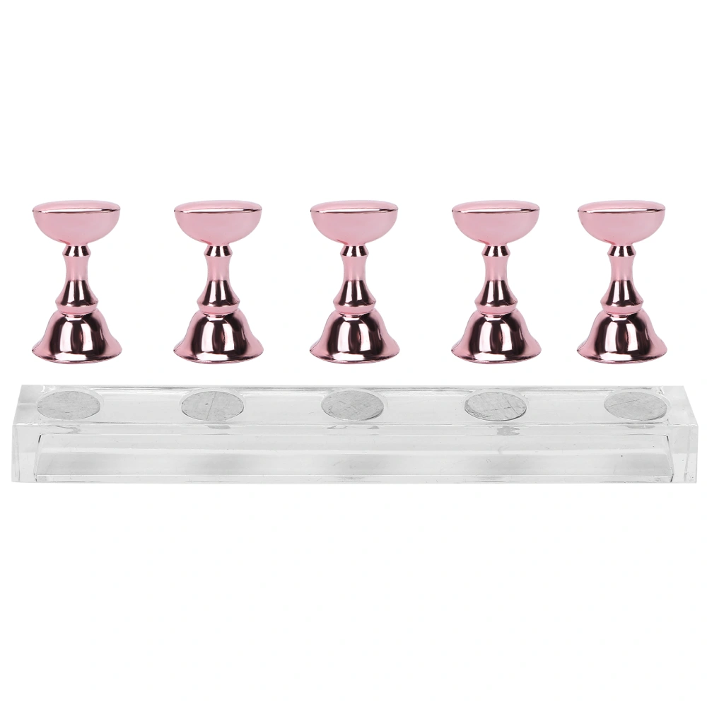 Nail Art Display Practice Stand Magnetic Nail Fingernail Tip Holder Manicure Set ToolRose Pink