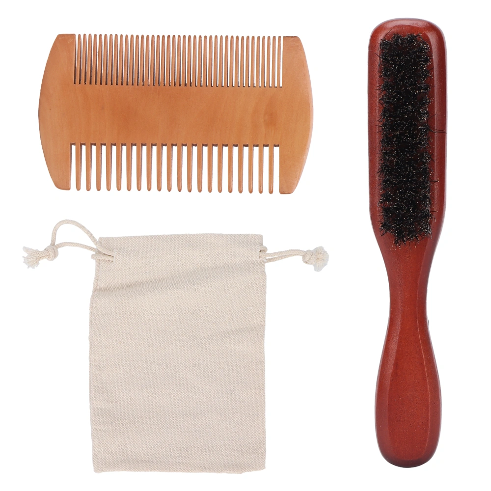 Beard Comb Brush Set Double Sided Mustache Beard Comb Kit with Storage Bag for Men