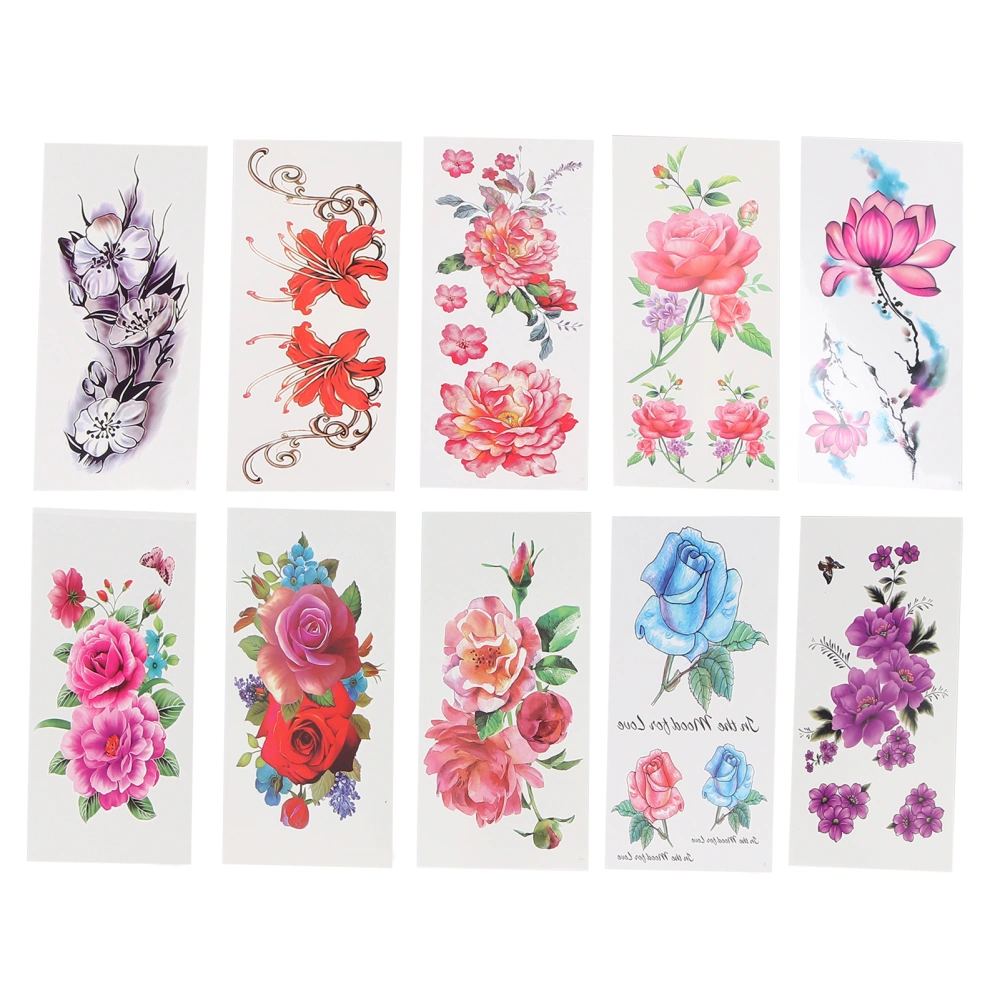 Temporary Tattoos Waterproof Flowers Long Lasting Body Fake Tattoo Stickers for WomenB Set