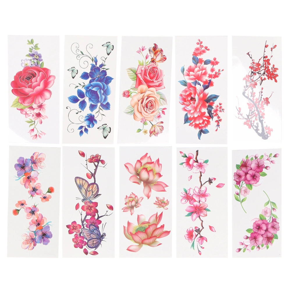 Temporary Tattoos Waterproof Flowers Long Lasting Body Fake Tattoo Stickers for WomenA Set