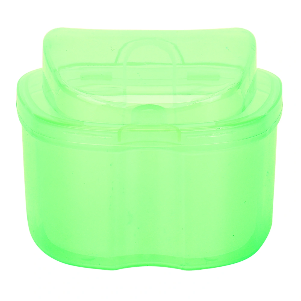 Denture Bath Case Box Soak Container Colored False Teeth Storage Box with Strainer BasketGreen