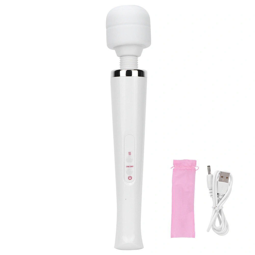 USB Rechargeable Wand Massager 10 Gears Vibration Frequency Electric Cordless Women VibratorWhite