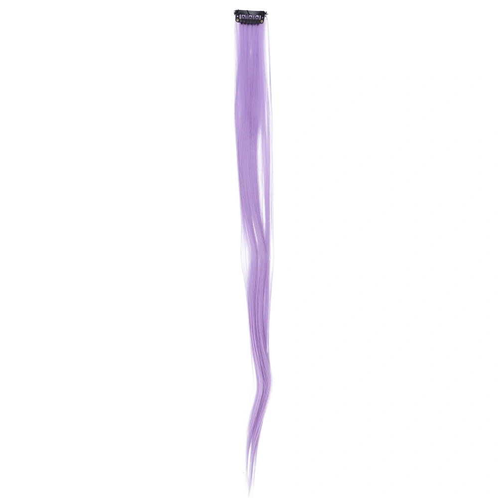 Colored Hair Extensions Highlight Synthetic Hairpiece Clipin Hair Extensions for Girls(Purple#2 )