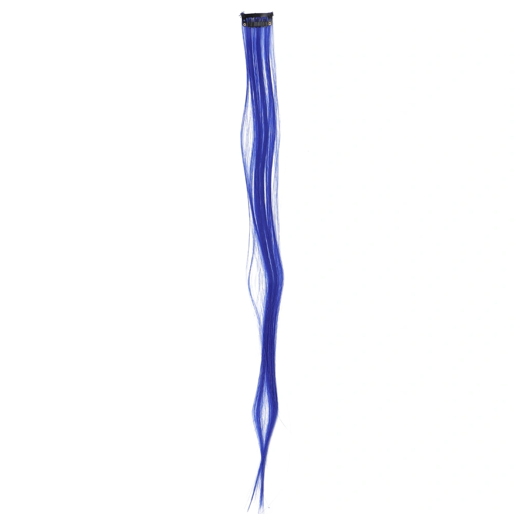 Colored Hair Extensions Highlight Synthetic Hairpiece Clipin Hair Extensions for Girls(Dark Blue )