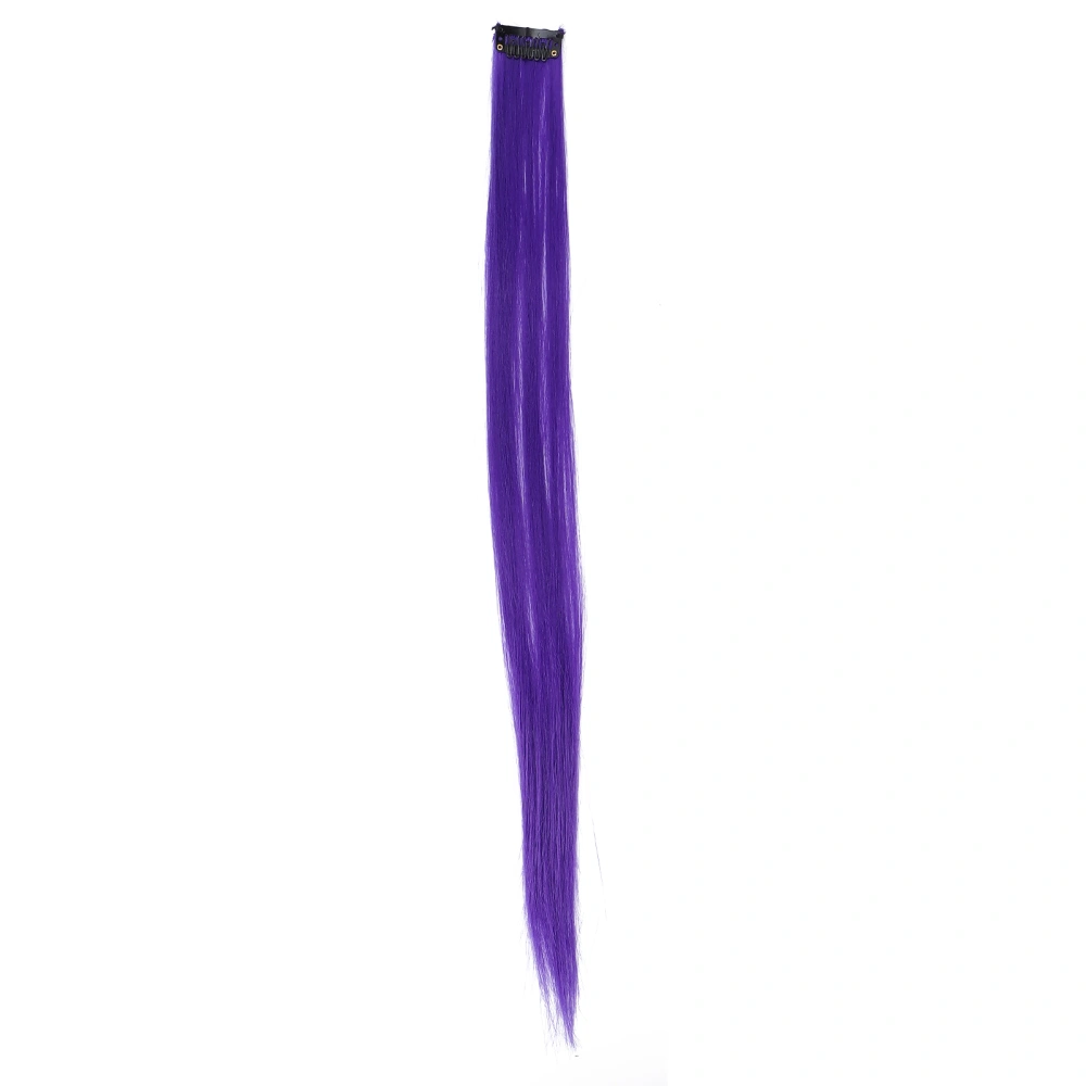 Colored Hair Extensions Highlight Synthetic Hairpiece Clipin Hair Extensions for Girls(Purple#1 )