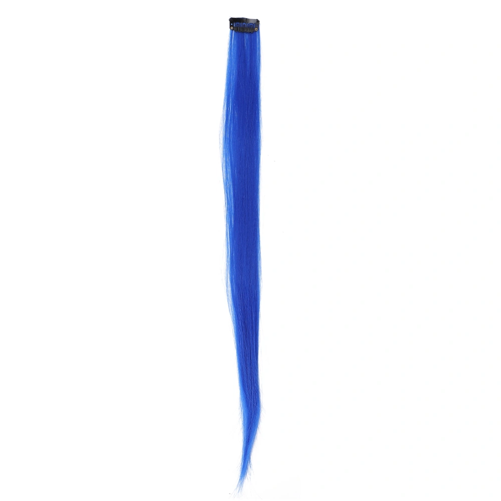 Colored Hair Extensions Highlight Synthetic Hairpiece Clipin Hair Extensions for Girls(Blue )