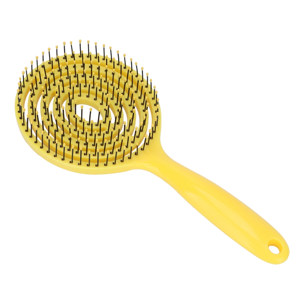 Hair Detangling Brush Salon Round Head Straightenning Detangler Brush Comb for Curly HairYellow