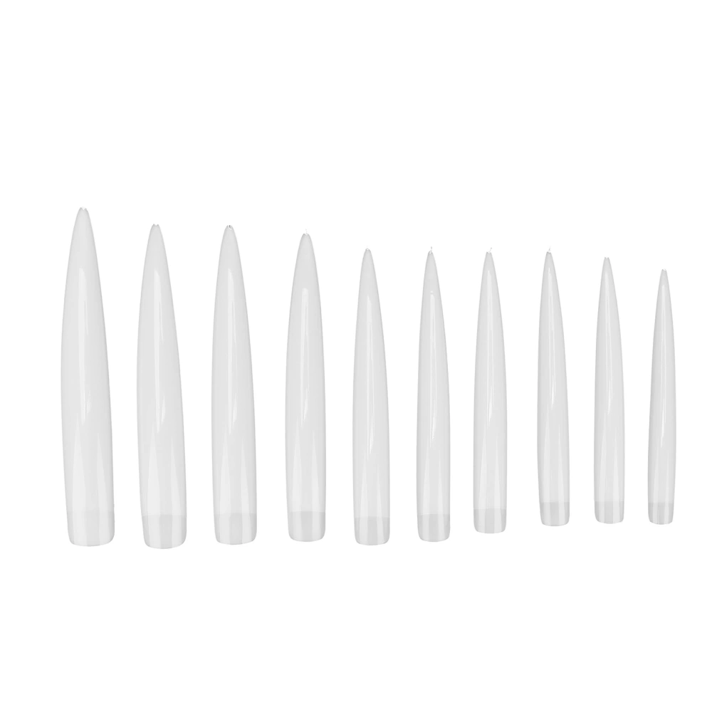 10pcs Professional Long Pointed Nail Tip Home Salon Fake False Nail Set Manicure ToolTransparent Color