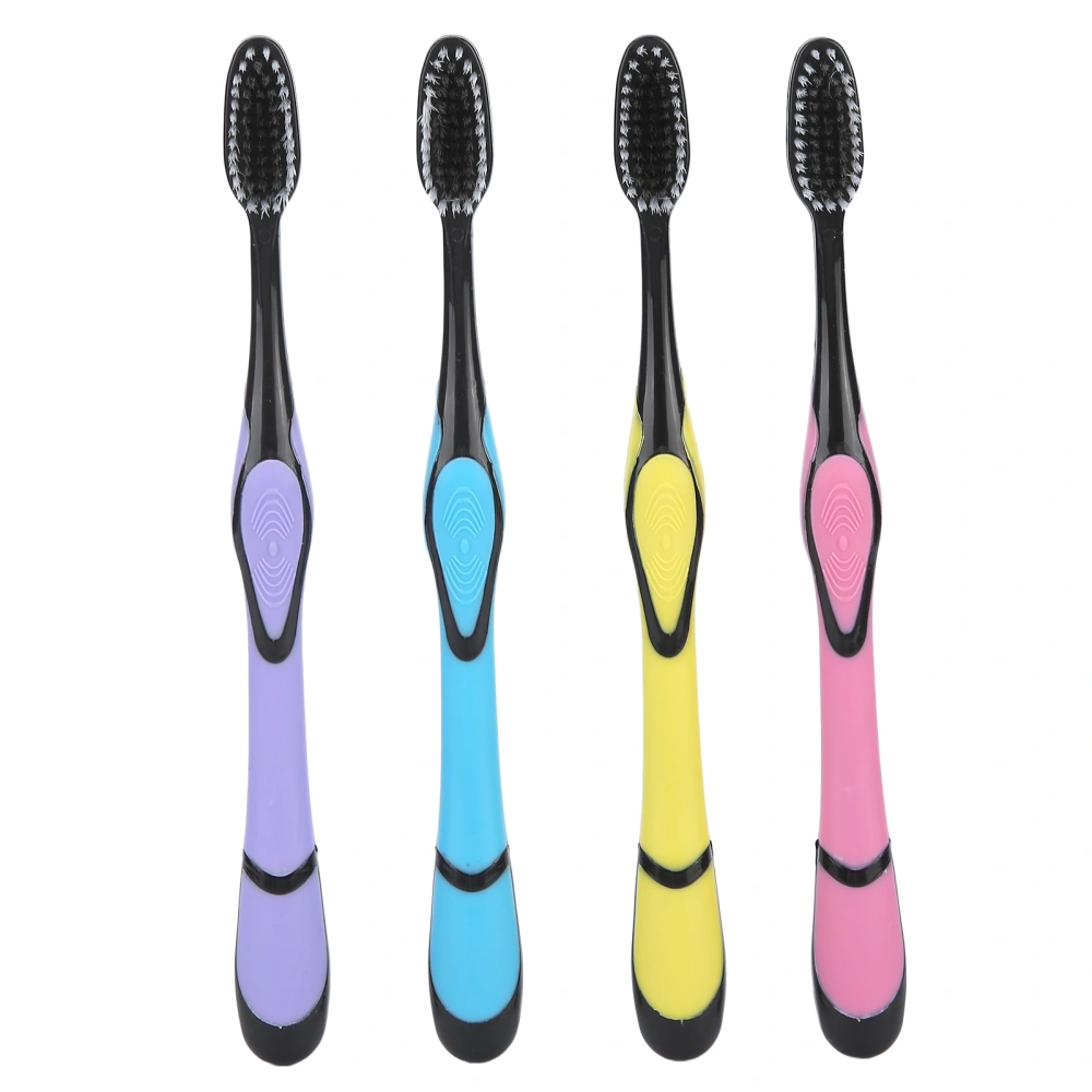 4pcs Soft Hair Toothbrush Portable Bamboo Charcoal Active Fiber Oral Cleaning Toothbrush