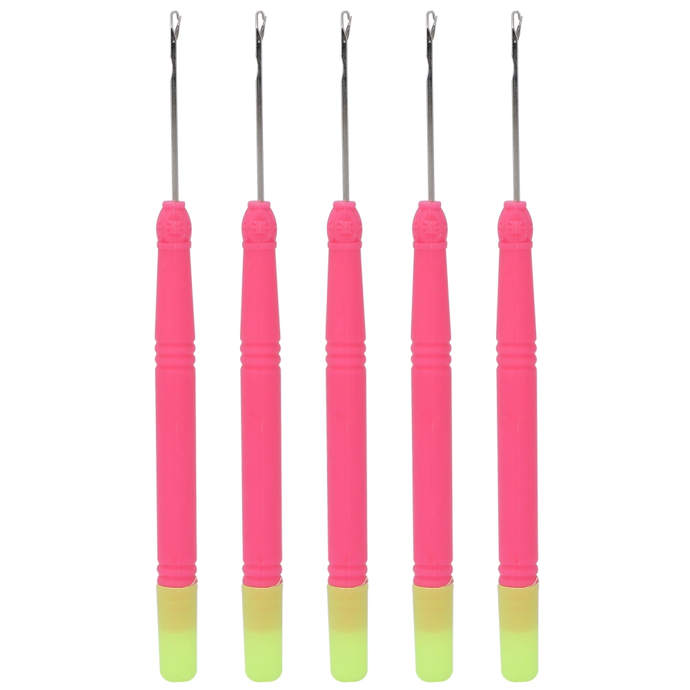 Plastic Hair Extension Crochet Hook Crochet Hair Tools Pulling Hook Needle for Braiding HairRose Red Handle and Green Tail