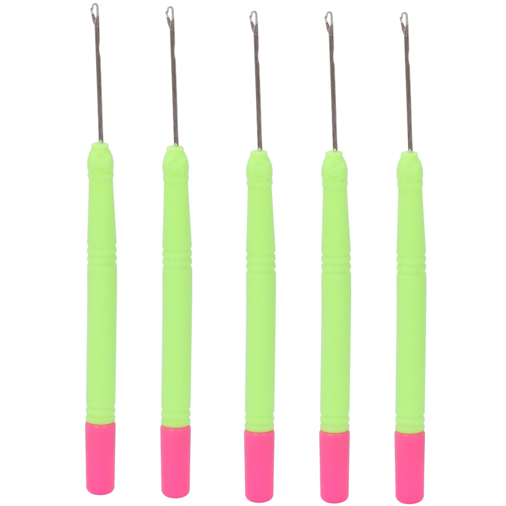 Plastic Hair Extension Crochet Hook Crochet Hair Tools Pulling Hook Needle for Braiding HairGreen Handle and Rose Red Tail