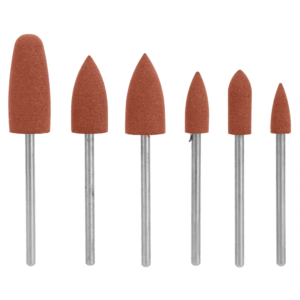 6pcs 180 Grit Dental Polishing Burs Dental Grinding Polisher Burs Drill Bits Set AccessoryBrown