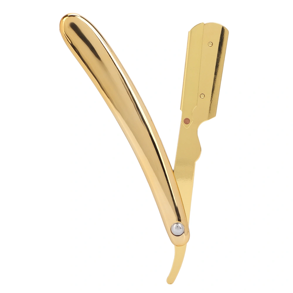 Men's Folding Handle Razor Plated Professional Straight Edge Razor for Hair Salon (Without Blade)Plated Gold