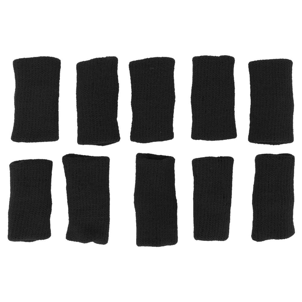 10pcs Finger Sleeves Protectors Sports Elastic Thumb Sleeves Finger Brace Straps Pain ReliefBlack