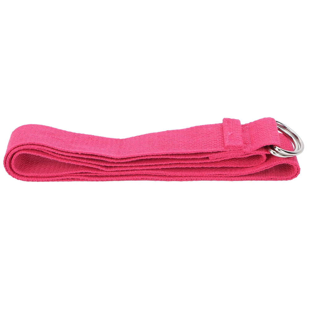 Fitness Stretching Strap NonElastic Stretch Yoga Strap Cotton Fitness Bands with DRing Buckle(Rose Red )