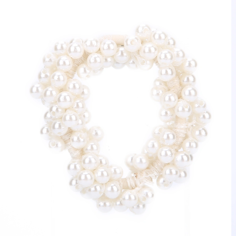 Elegant Woman Faux Pearl Hair Ties Beads Girls Hair Bands Ponytail Holders Hair AccessoriesB