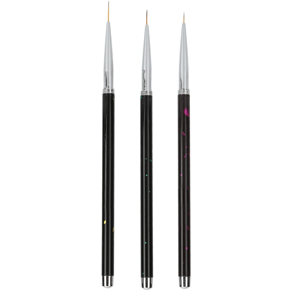 3pcs Nail Art Liner Brushes Home Salon Portable Nail Painting Drawing Design Brush Set