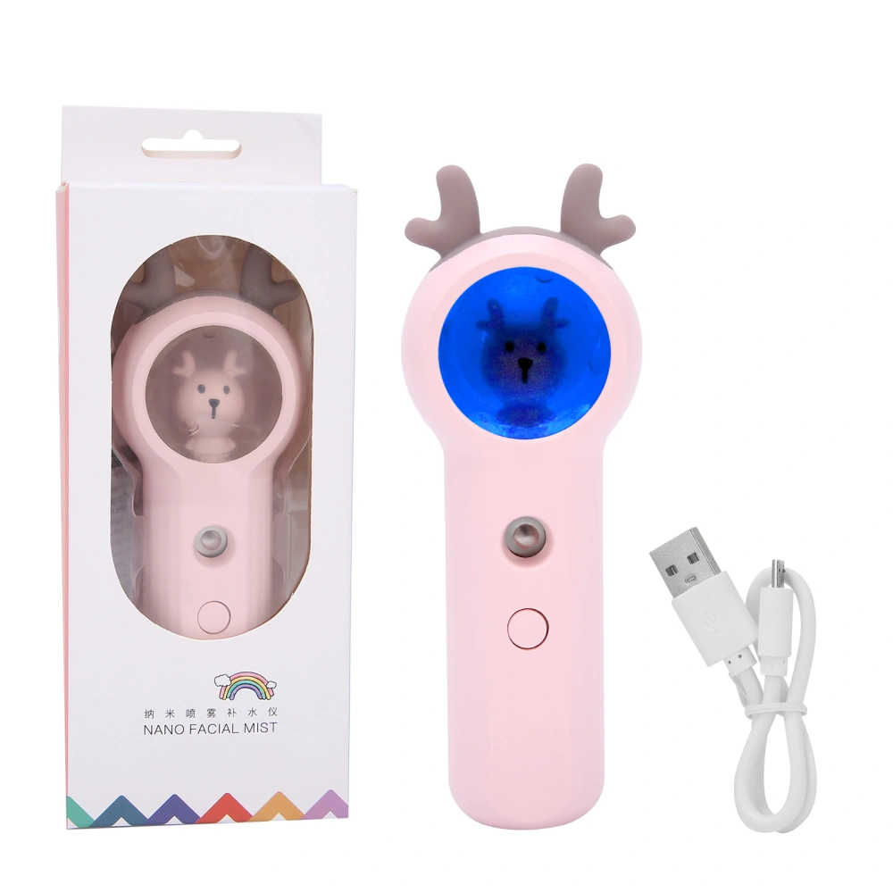 Desktop Mist Sprayer Handheld Face Mist Sprayer USB Rechargeable Face Humidifier Sprayer Pink